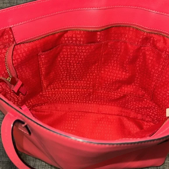 Kate Spade Tote Sawyer Street Tori Large Pink Coral Leather Bag - Picture 15 of 17